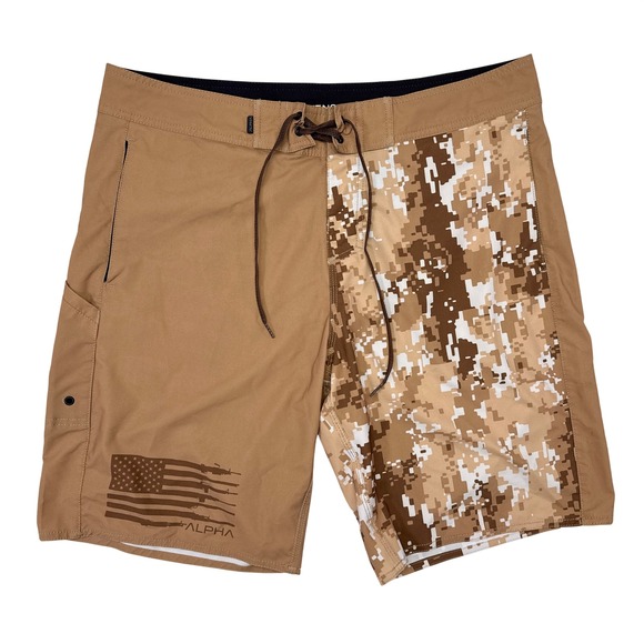 Alpha Defense Gear Other - Alpha Defense Gear Board Shorts 2.0 Mens Size 36 Tan Camo Swimsuit Swim Hybrid